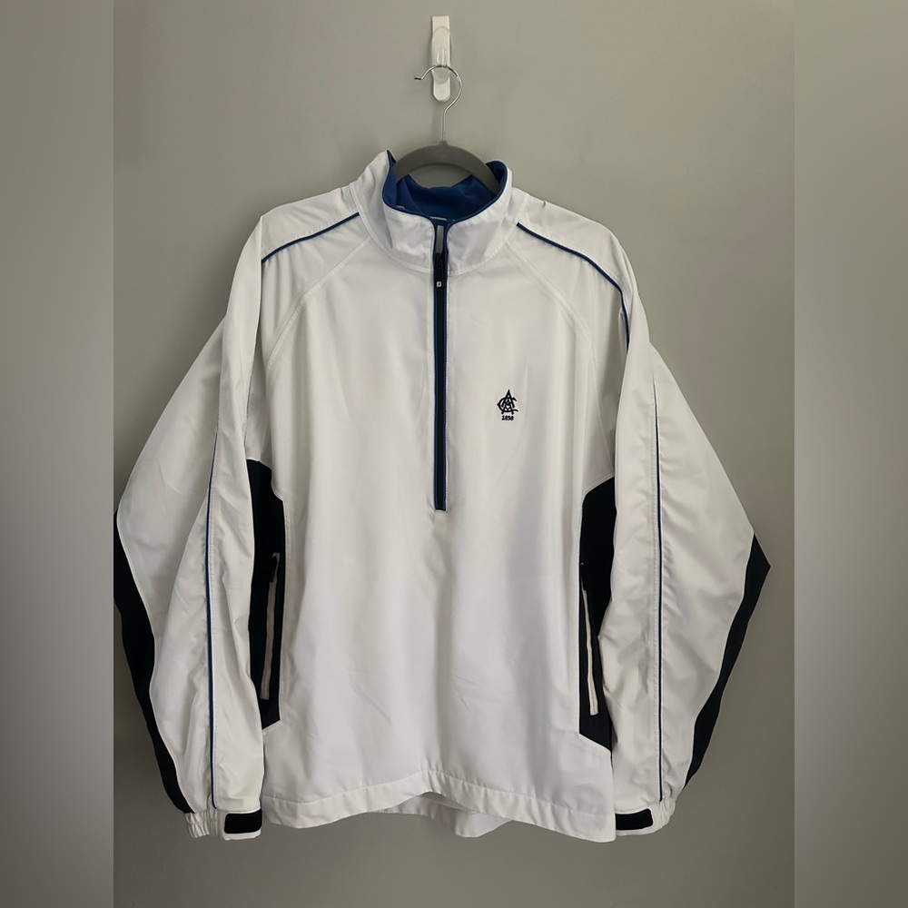 Footjoy Mens DryJoy Tour Collection 1/4 Zip Jacket White Black Blue Golf Apparel